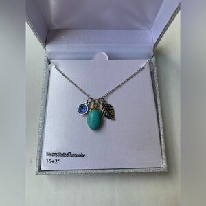 Natural Stone Jewelry Reconstituted Turquoise Necklace 16 + 2” NEW
